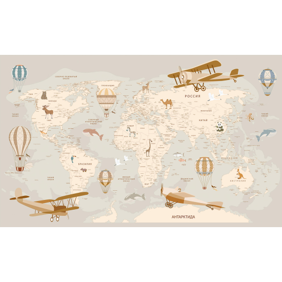 Panoramic Wallpaper - Wall Mural for Children - World Map