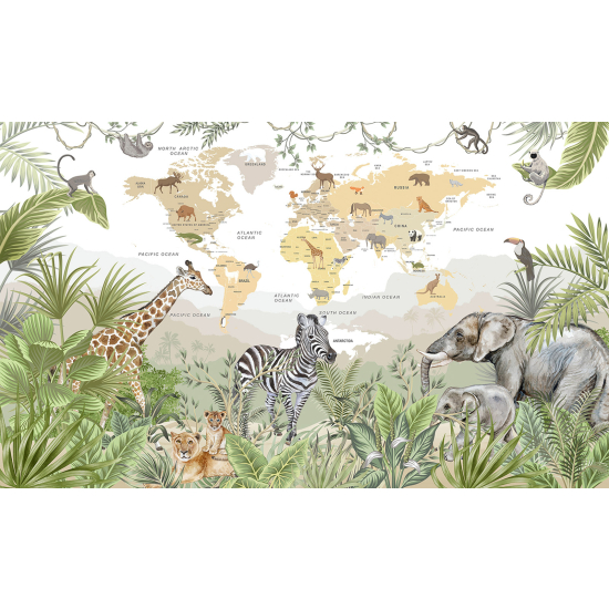 Panoramic Wallpaper - Wall Mural for Children - World Map