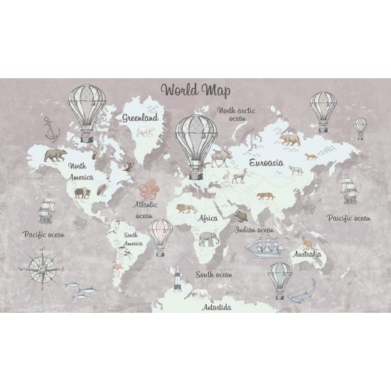 Panoramic Wallpaper - Wall Mural for Children - World Map