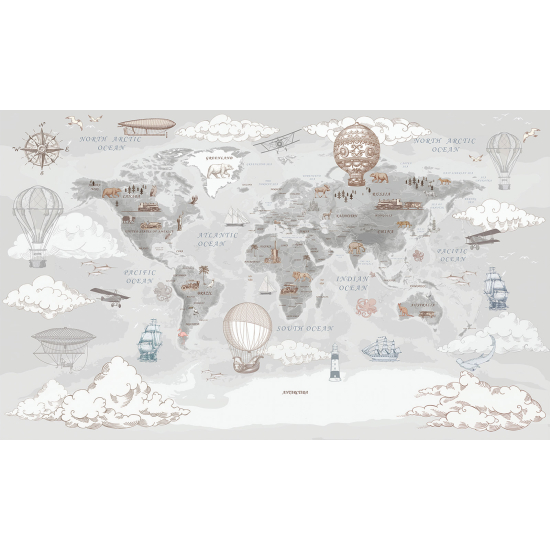 Panoramic Wallpaper - Wall Mural for Children - World Map