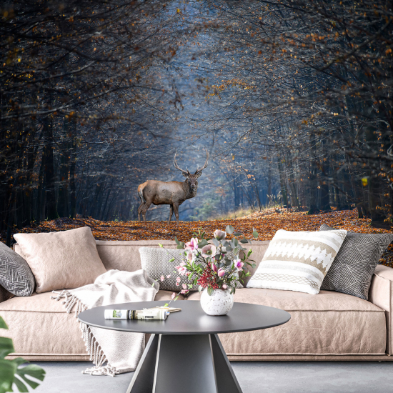 Panoramic Wallpaper - Wall Mural - Forest and Deer