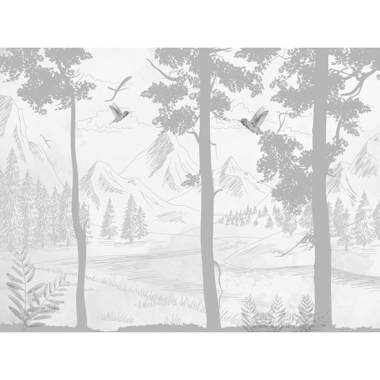 Panoramic Wallpaper - Wall Mural - Forest Birds