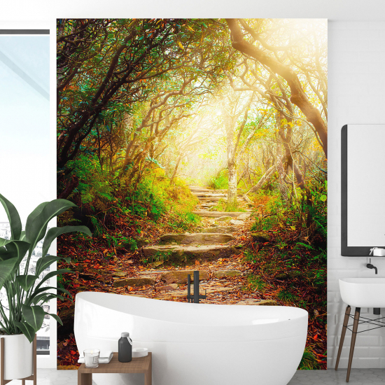 Panoramic Wallpaper - Wall Mural - Forest Stairs