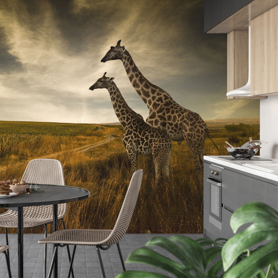 Panoramic Wallpaper - Wall Mural - Giraffes