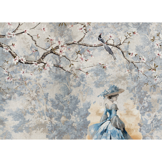 Panoramic Wallpaper - Wall Mural - Girl Flowers