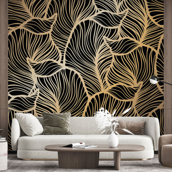 Panoramic Wallpaper - Wall Mural - Golden leaves