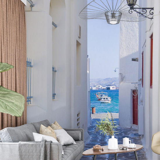 Panoramic Wallpaper - Wall Mural - Greek Alley