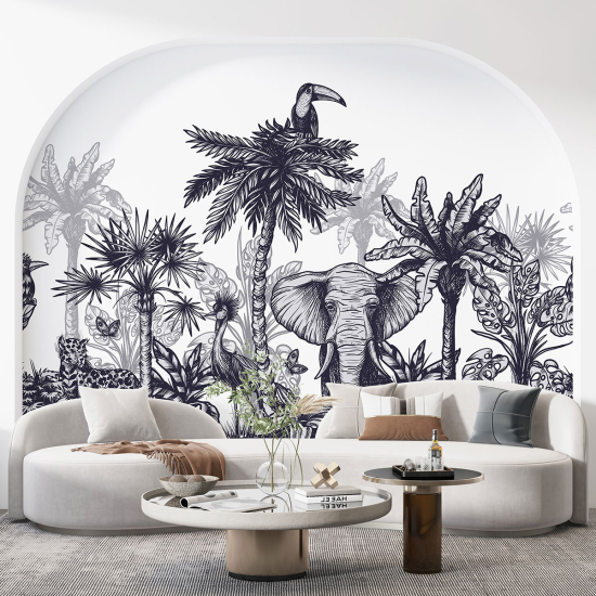 Panoramic Wallpaper - Wall Mural - Jungle Animals