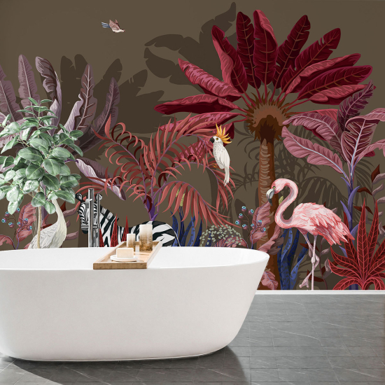 Panoramic Wallpaper - Wall Mural - Jungle Animals