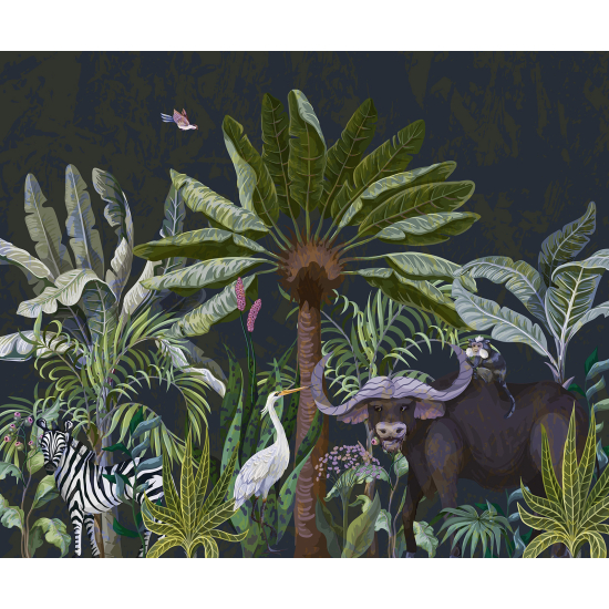 Panoramic Wallpaper - Wall Mural - Jungle Animals