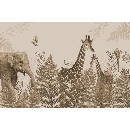 Panoramic Wallpaper - Wall Mural - Jungle Animals