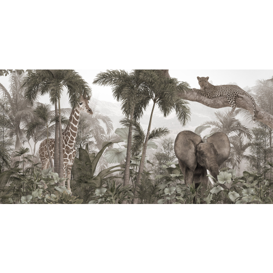 Panoramic Wallpaper - Wall Mural - Jungle Animals