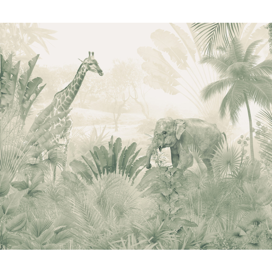 Panoramic Wallpaper - Wall Mural - Jungle Animals