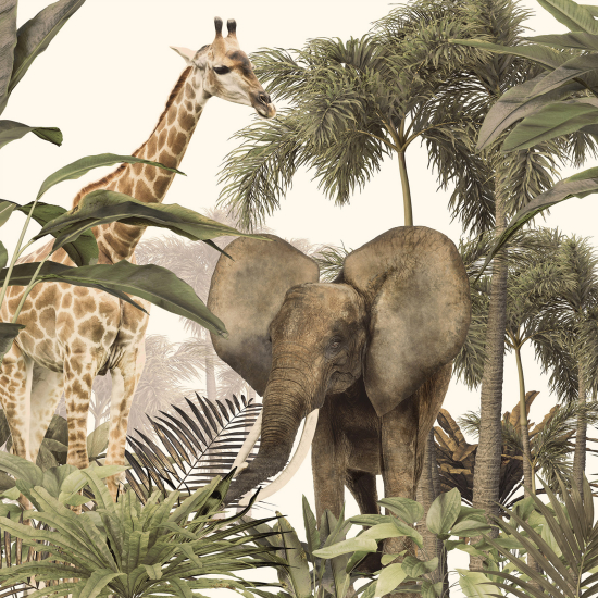 Panoramic Wallpaper - Wall Mural - Jungle Animals