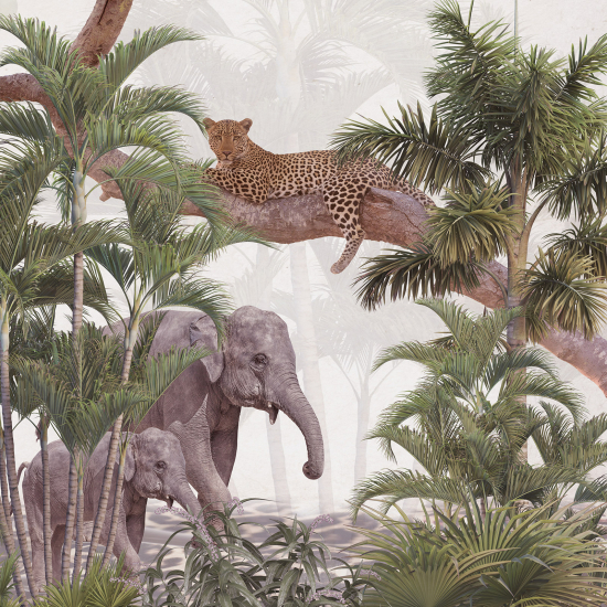 Panoramic Wallpaper - Wall Mural - Jungle Animals