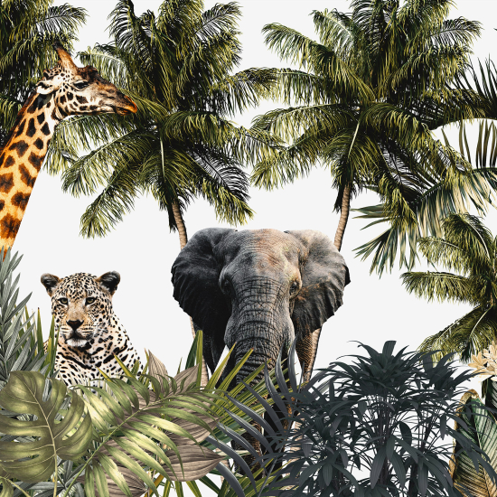 Panoramic Wallpaper - Wall Mural - Jungle Animals