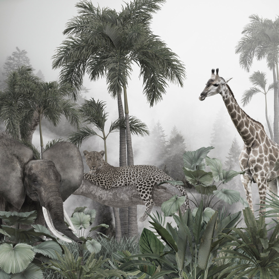 Panoramic Wallpaper - Wall Mural - Jungle Animals