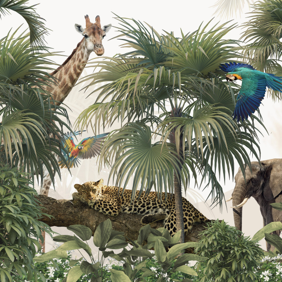 Panoramic Wallpaper - Wall Mural - Jungle Animals