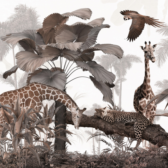 Panoramic Wallpaper - Wall Mural - Jungle Animals