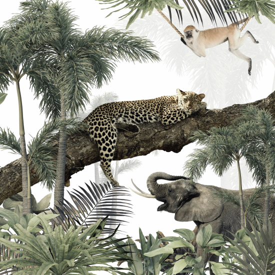 Panoramic Wallpaper - Wall Mural - Jungle Animals