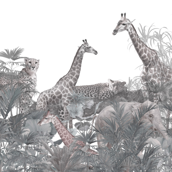 Panoramic Wallpaper - Wall Mural - Jungle Animals