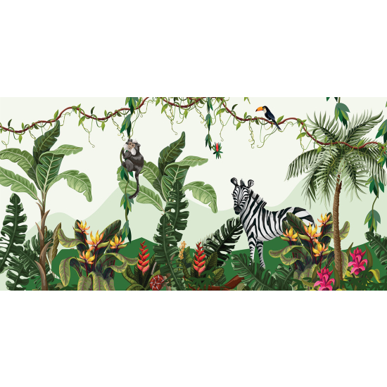 Panoramic Wallpaper - Wall Mural - Jungle Animals