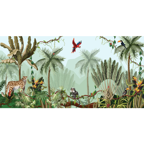 Panoramic Wallpaper - Wall Mural - Jungle Animals