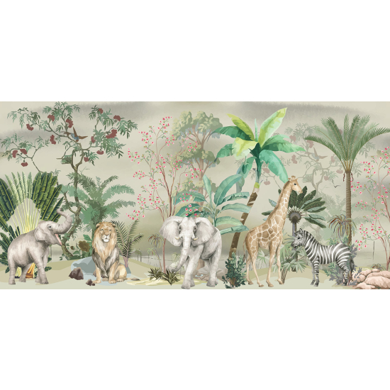 Panoramic Wallpaper - Wall Mural - Jungle Animals