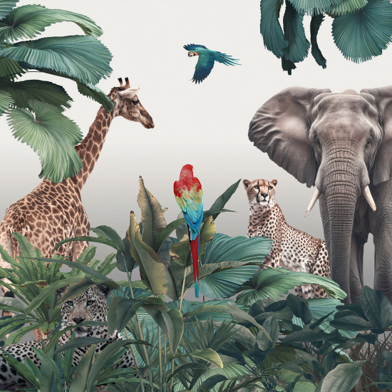 Panoramic Wallpaper - Wall Mural - Jungle Animals