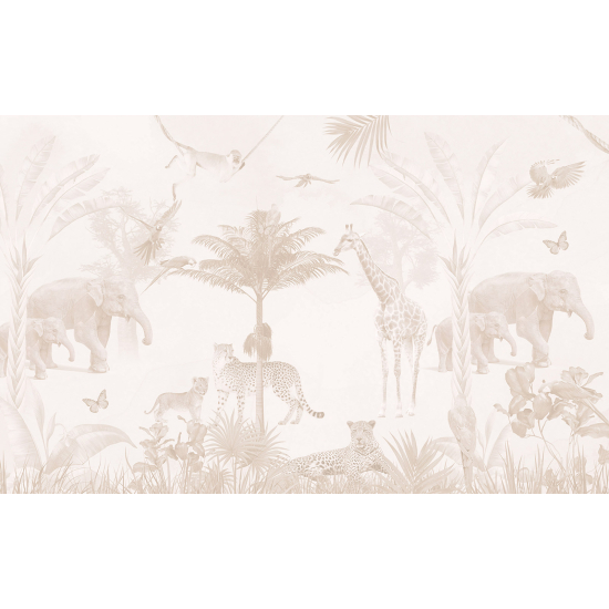 Panoramic Wallpaper - Wall Mural - Jungle Animals