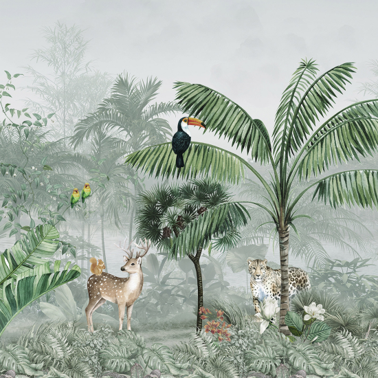 Panoramic Wallpaper - Wall Mural - Jungle Animals