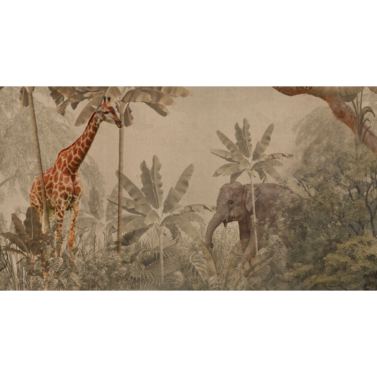 Panoramic Wallpaper - Wall Mural - Jungle Animals