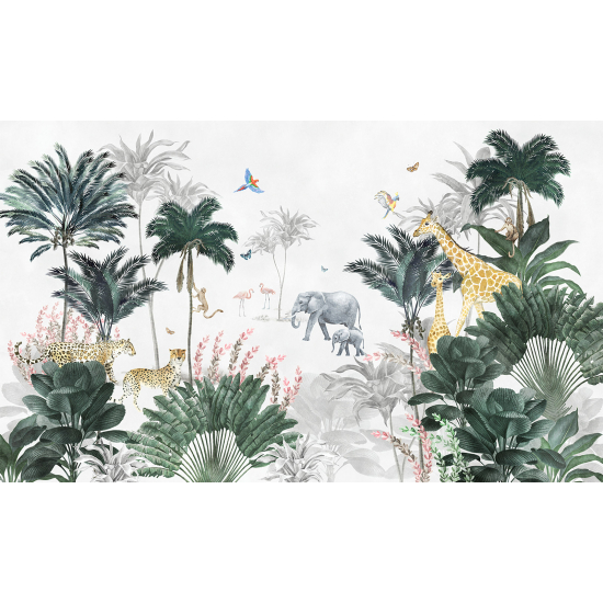 Panoramic Wallpaper - Wall Mural - Jungle Animals