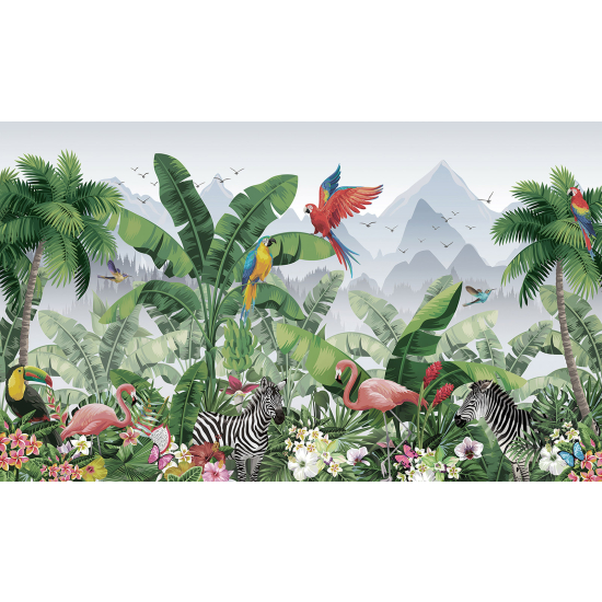 Panoramic Wallpaper - Wall Mural - Jungle Animals