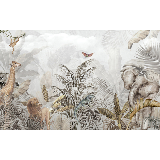 Panoramic Wallpaper - Wall Mural - Jungle Animals