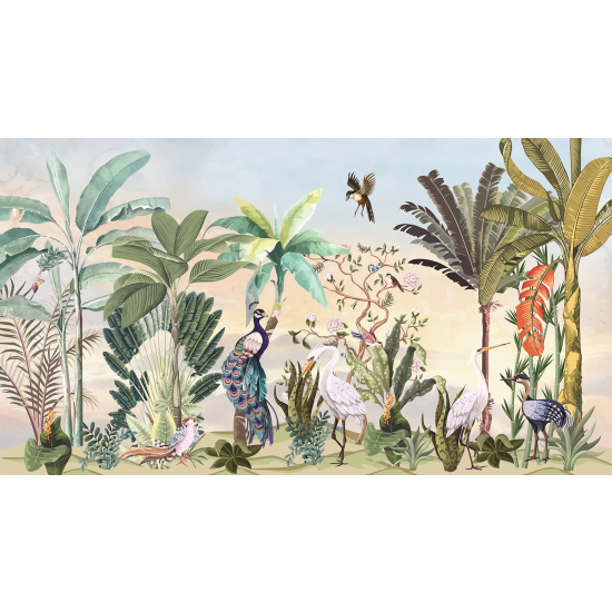 Panoramic Wallpaper - Wall Mural - Jungle Birds