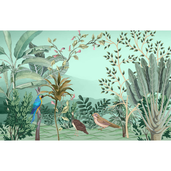 Panoramic Wallpaper - Wall Mural - Jungle Birds