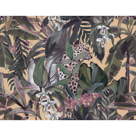 Panoramic Wallpaper - Wall Mural - Jungle Leopard