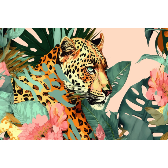 Panoramic Wallpaper - Wall Mural - Jungle Leopard