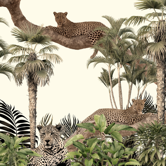 Panoramic Wallpaper - Wall Mural - Jungle Leopards