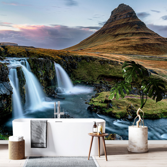 Panoramic Wallpaper - Wall Mural - Kirkjufell Waterfalls Iceland