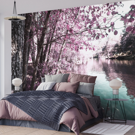 Panoramic Wallpaper - Wall Mural - Lake and trees