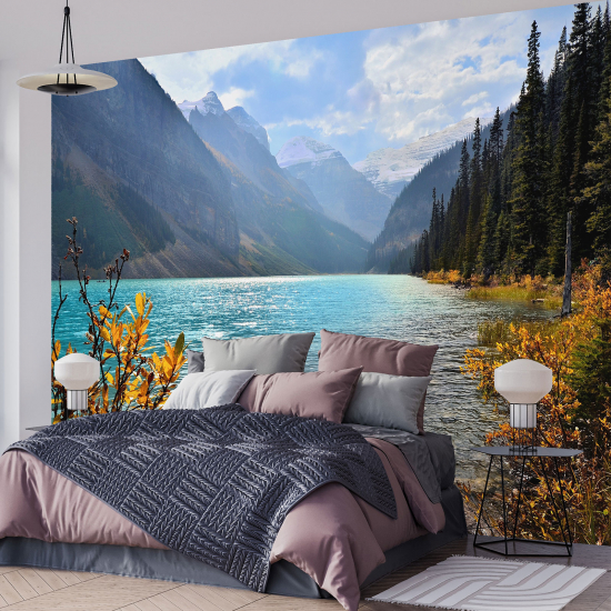 Panoramic Wallpaper - Wall Mural - Lake Mountains