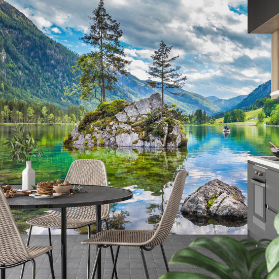 Panoramic Wallpaper - Wall Mural - Lake Mountains