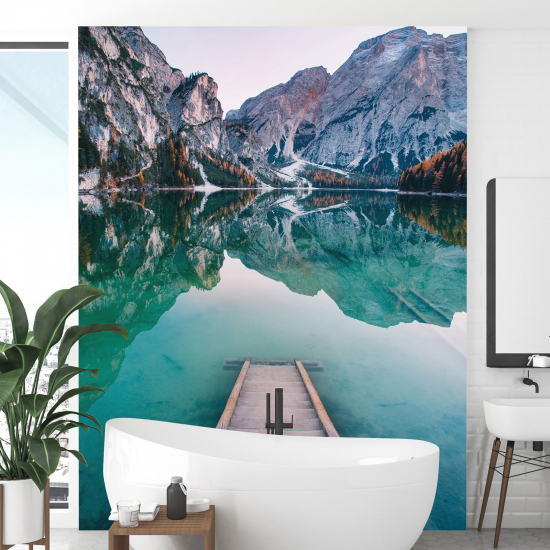 Panoramic Wallpaper - Wall Mural - Lake Mountains