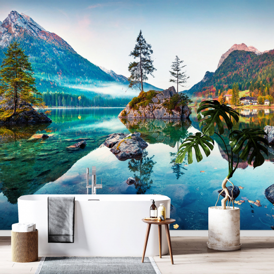 Panoramic Wallpaper - Wall Mural - Lake Mountains