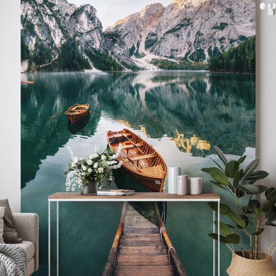 Panoramic Wallpaper - Wall Mural - Lake Mountains