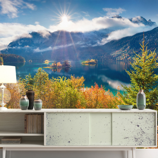 Panoramic Wallpaper - Wall Mural - Lake Mountains