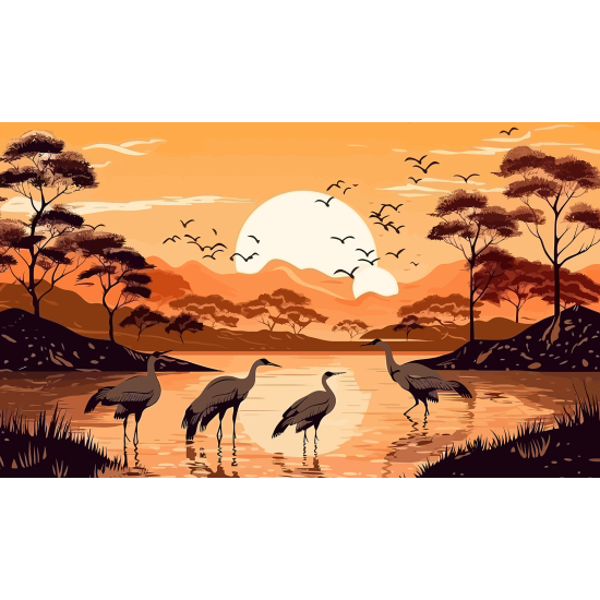 Panoramic Wallpaper - Wall Mural - Landscape Birds