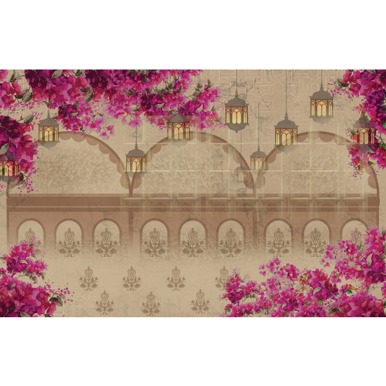 Panoramic Wallpaper - Wall Mural - Lantern Garden